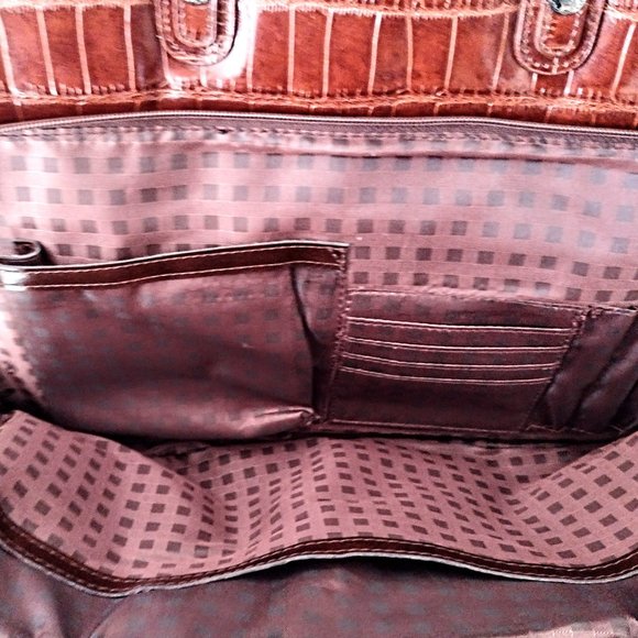 Marc Chantal M.C. Laptop Tote/Briefcase (Faux Leather?) 2-tone Brown Croc Print - Picture 9 of 16